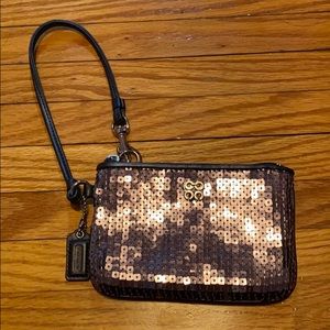 Silver Coach Wristlet